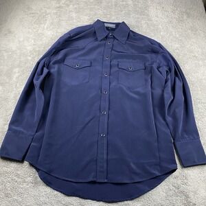 Lavana USA Dress Shirt Snap Buttons Mens Large Blue Long Sleeve